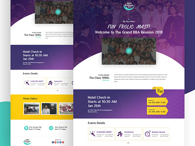 Website Design For BBA Reunion Event Landing page branding design homepage icon landing logo page product ui website