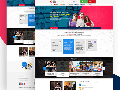 Website design for Pharmacy College banner branding design homepage icon landing page typography ui website