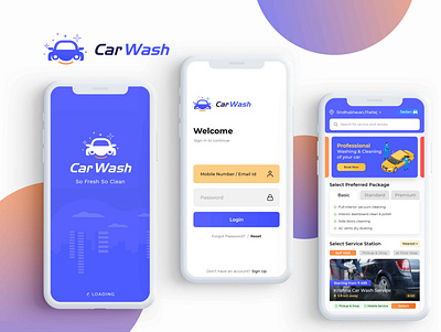 Car Wash App Design branding design graphic design homepage interaction logo mobile page ui website