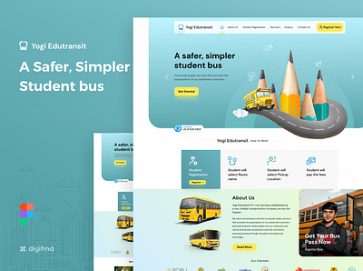 City Student Bus Transit Landing Page design branding design homepage illustration interaction landing logo page ui website