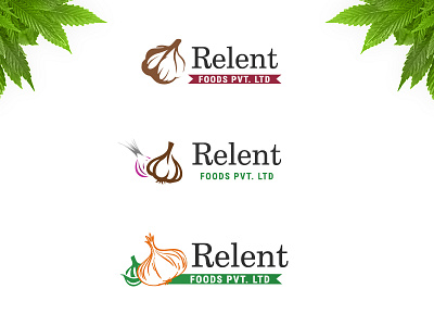 Relent Food Logo designs foodlogo garliclogo green logo onion