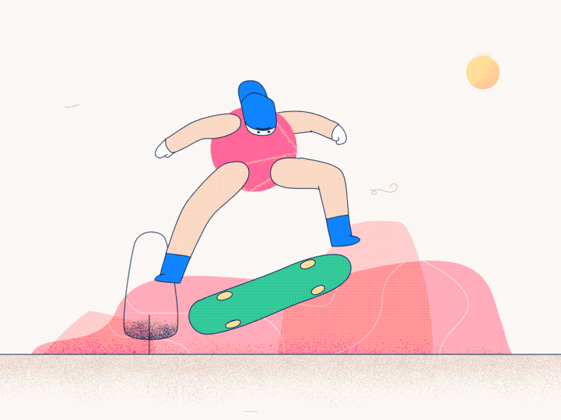 The Fall 01 cel animation character design frame by frame illustration kickflip skate skater wheel