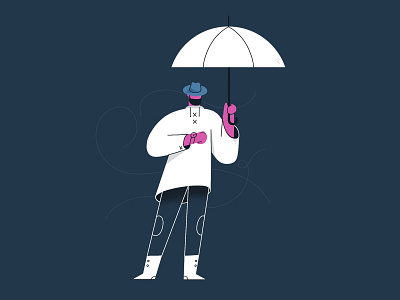 Autumn doodle after effects autumn character character design design fall illustration rain raincoat stance umbrella watch
