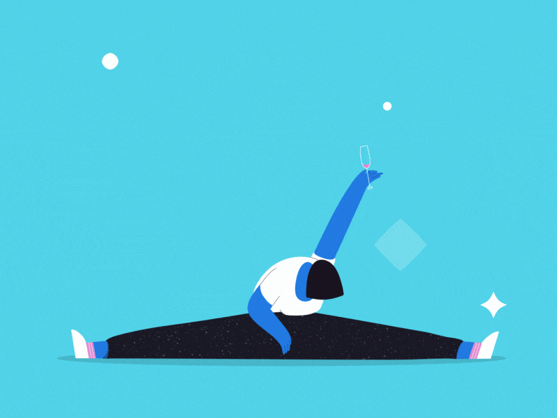 Dance! disco glass of wine wine drunk girl dance cel animation 2d character frame by frame illustration motion design gif animation