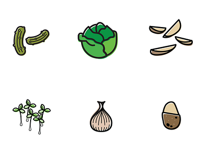 Vegetables icons icons illustrations ingredients