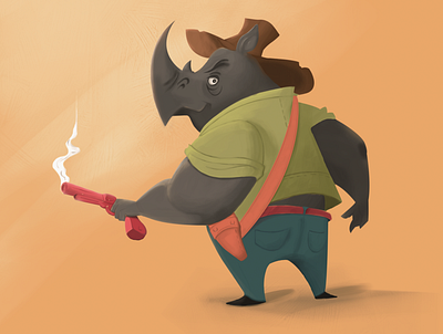 Sheriff Rhino digital art digital illustration digital painting illustration illustration art painting rhino sheriff
