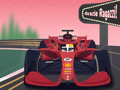 Illustration of Ferrari with Seb5 car design f1 ferrari illustration minimal race track speed vector vector art