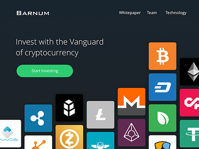 Barnum Landing Page bitcoin cryptocurrency finance startup tech website