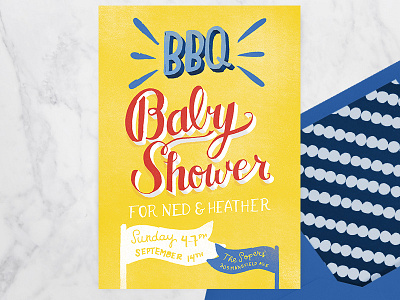 Baby Shower BBQ baby shower bbq hand lettering invite lettering texture