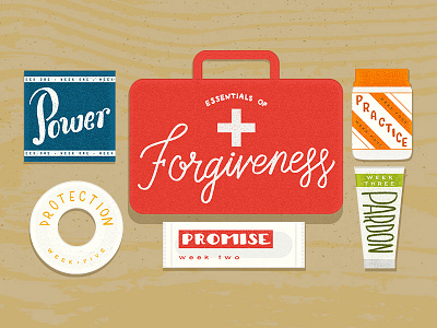 Essentials of Forgiveness Series Art first aid kit forgiveness illustration lettering series art the rock church
