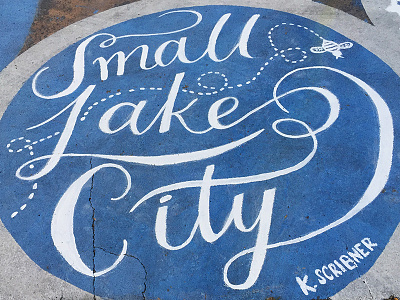 Small Lake City lettering mural painting salt lake city