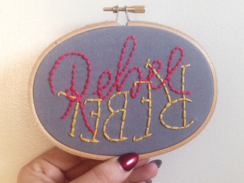 REBEL REBEL david bowie embroidery hand lettering lettering quote sketch to stitch