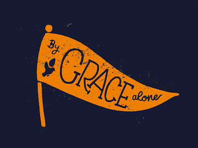 By Grace Alone flag grace lettering sketch to vector