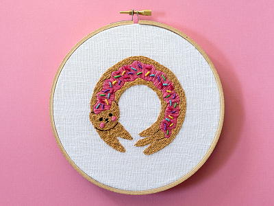 Donut Cat! cat donut cat embroidery illustration sketch to stitch