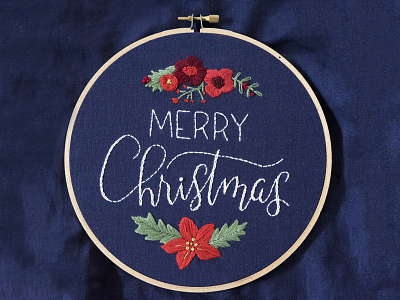 Merry Merry christmas embroidery lettering merry christmas