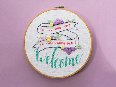To All Who Come To This Happy Place... disney disneyland embroidery hand lettering lettering quote walt disney