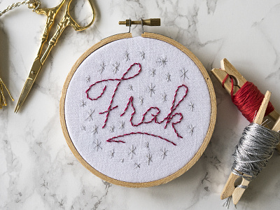 Frak battlestar galactica bsg embroidery lady scrib design lettering