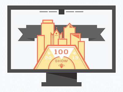 SLC AIGA 100 Show Site 100 show aiga bee cityscape competition flat hex honeycomb illustration ribbon salt lake city slc submit ui utah website