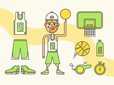 Basketball Fan basketball champion fan icon illustration line player sport vector