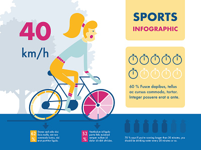 Sports bicycle chart color data flat gymnastics illustration infographic keynote running sports vector visualization