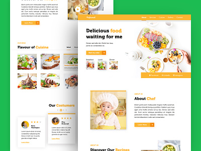 Food Restaurant Landing Page color cooking creative food food landing page food template green landing page minimal recipe restaurant restaurant template template test theme ui ux webdesign website design yellow