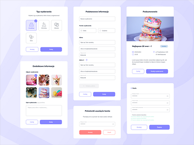 PlanujemyTo - components birthday box button chose design event forms input planner planning popup process steps ui ux web wedding