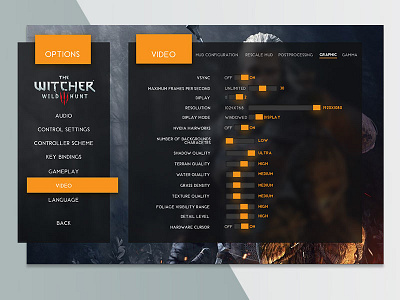 007 DailyUI Settings 007 100 daily ui 100 day challenge 100 day project 100 day ui challenge challange dailyui design designe game gaming settings ui ux web witcher