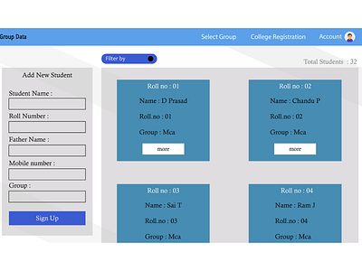 Group Data Main Page design illustration ui ux