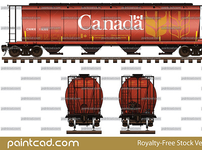 Covered hopper car with capacity 5800 cf and big logo Canada 4 bay hopper car cargo cylindrical covered hopper freight train railroad car railway transport wagon