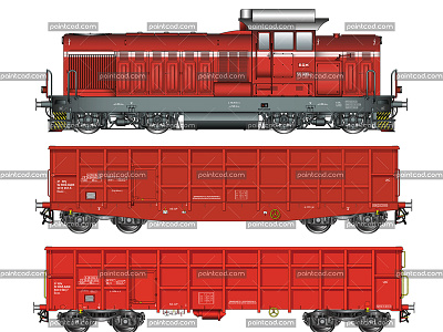 Freight train with locomotive LDH 125 and wagons Eaos type bdz cargo car engine freight train gondola goods wagon locomotive machine open top car shunting