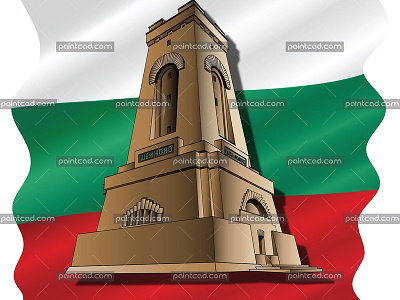 Shipka - golden Monument of the Liberty over Bulgarian flag