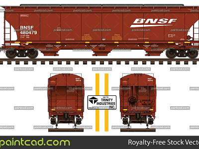 BNSF Trinity 3-bay covered hopper with 5161 cu ft capacity bulk cargo freight train grain transportation railroad car railway wagon