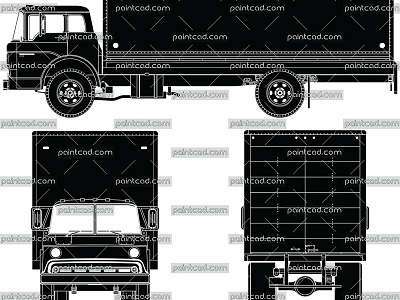 Vector icons with retro van Ford C-600 for delivery services