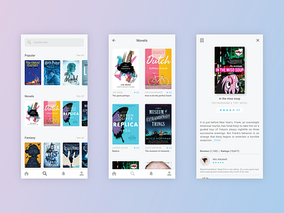 Bookworm mobile app concept adobe illustrator app concept book app clean figma mobile app mobile app design modern ui ui ux ui design