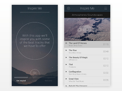 Inspire Me – Music App (shot #2) app design flat interface interfaces ios library music minimal music play ui ux