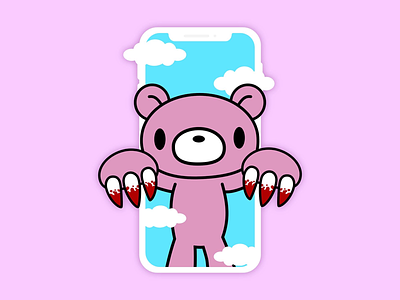 Like Red But Not Quite affinity bear black blood cute emo feisty gloomy bear pastel pink ui vector