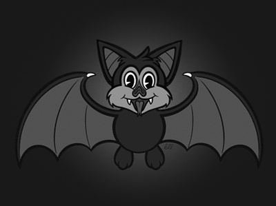 Feelin' Batty affinity affinitydesigner bat blackandwhite halloween illustration procreate vintage