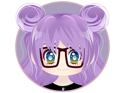 Self Portrait affinity anime artist hello me profile purple hair self portrait vector