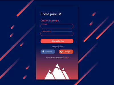 Day #001 of the Daily UI challenge: Sign up page app daily 100 challenge dailyui dailyui001 ui ux