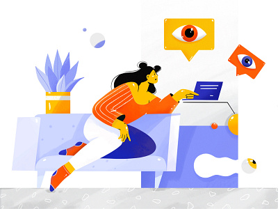 View character design eyes flat girl home icon illustraion massage people procreate shapes vector vibes work