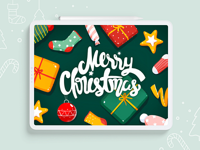 Merry Christmas christmas creative design flat gift illustration pattern procreate vector