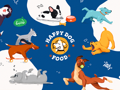 Happy Dog Food branding branding design character creative design dog flat food illustration logo procreate vector vectors