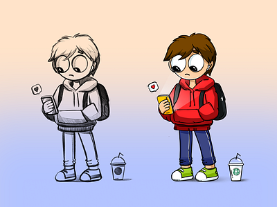 Character Design boy character coffee creative design flat illustration phone procreate