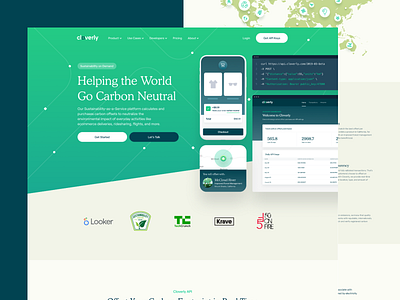 Cloverly Homepage api carbon code dashboard eco ecology illustration landing nature neutral responsive sustainable ux uxui website