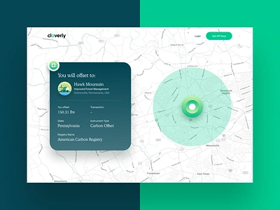 Cloverly Receipt eco ecology farm green illustration location map mapbox mapping maps offset sustainability sustainable uxui web website