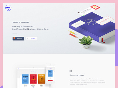 Bookmarker Landing book home landing marker page purple review reviews ui uxui web