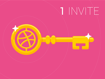 1 Dribbble Invite flat illustration invite key