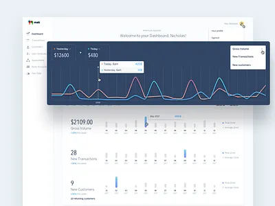 Mati Dashboard design graph gross volume networth ui ux uxui