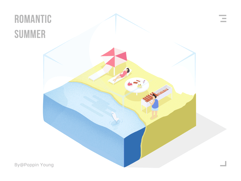 Romantic summer gif illustrations ui