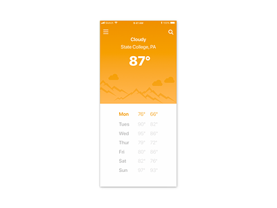 Weather App Design design flat design graphic design illustration ios ios app design minimal art mobile mobile app mobile app development utilities weather weather app